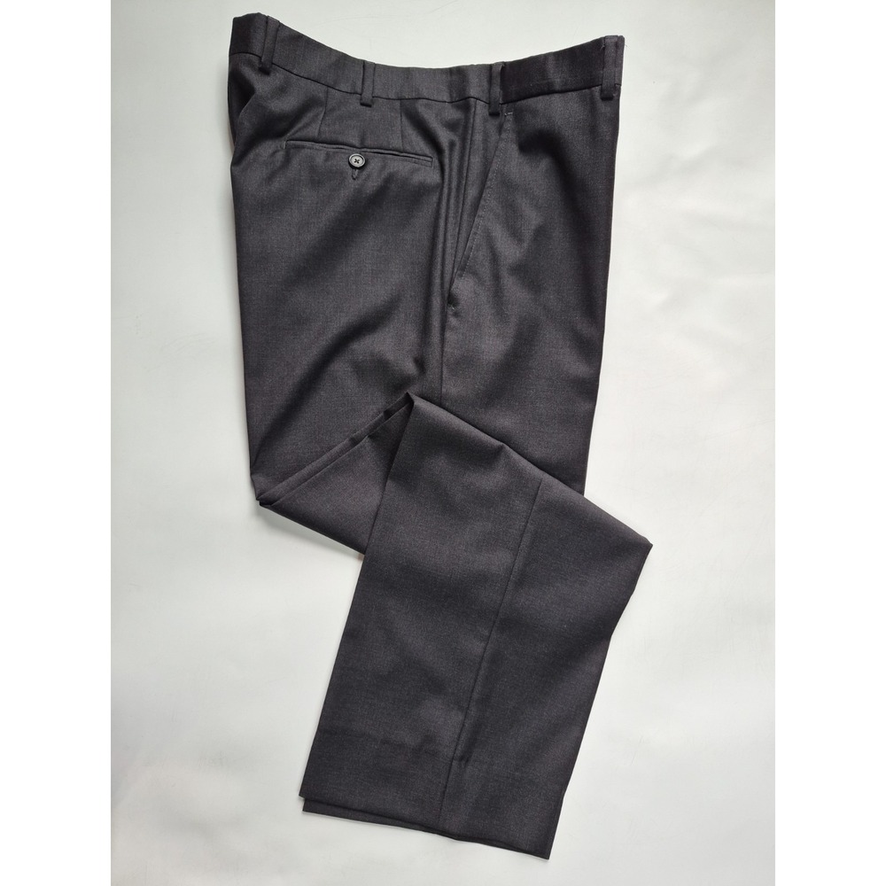 Santorelli Mens Flat Front Wool Dress Pants 36x28 Charcoal Romeo 1900F Italy